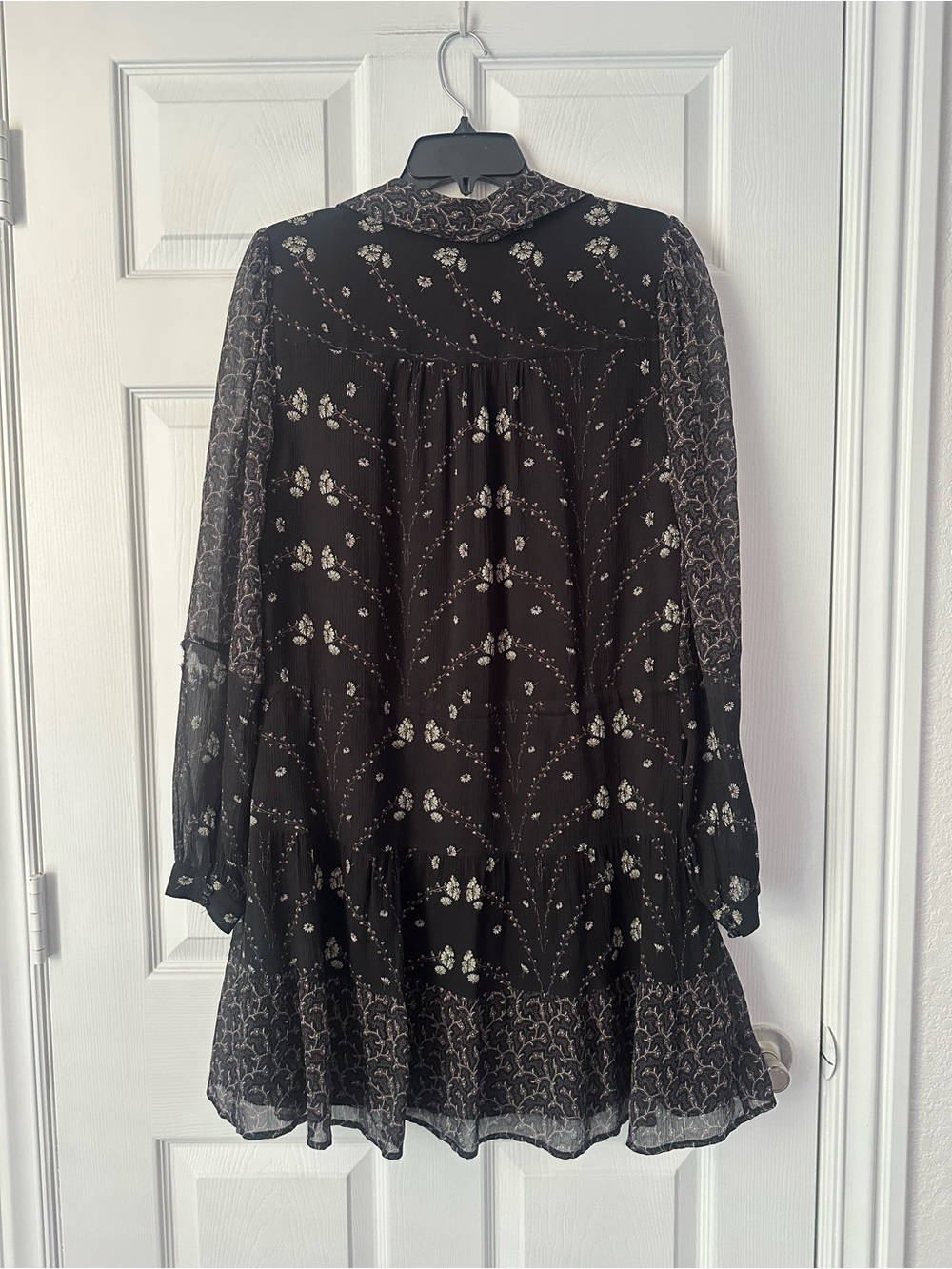 Paige Osteria Mixed Floral long sleeve silk chiffon dress Medium - Picture 3 of 12